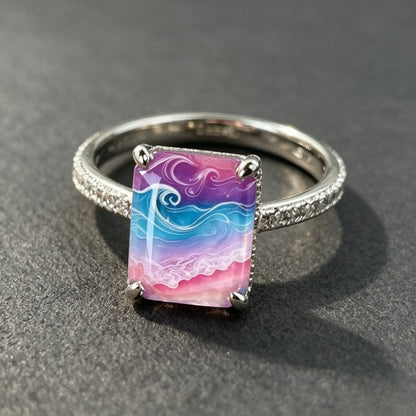 Ocean Wave Rectangular Ring