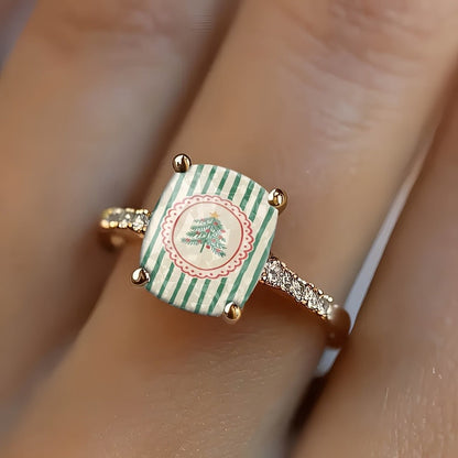 Christmas Tree Square Ring