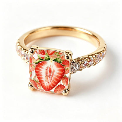 Strawberry Crystal Band Ring