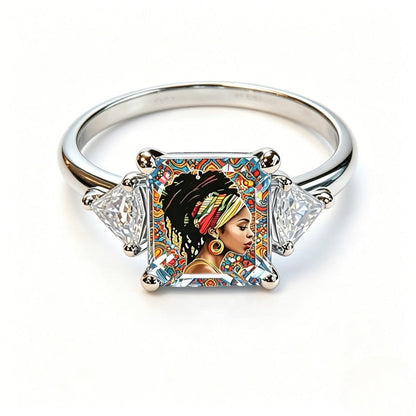 Colorful Portrait Square Ring