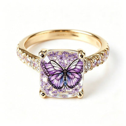 Purple Butterfly Square Ring