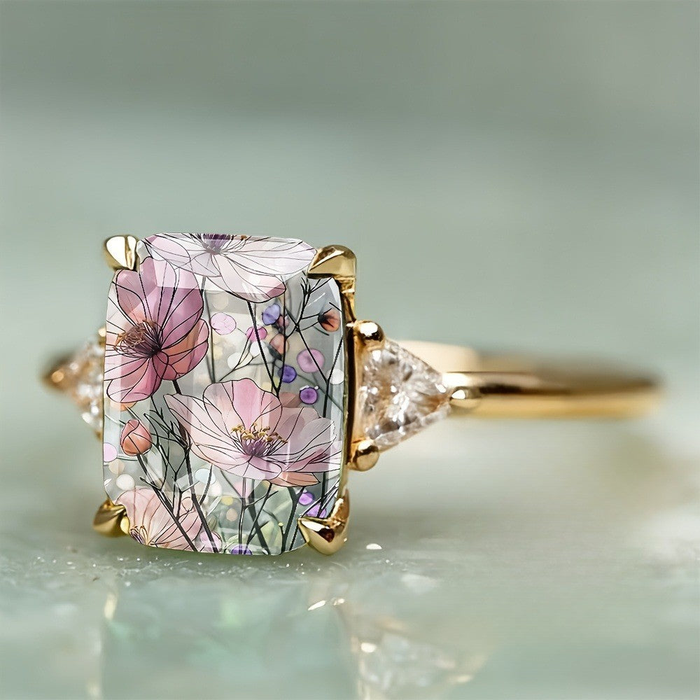 Floral Rectangular Ring