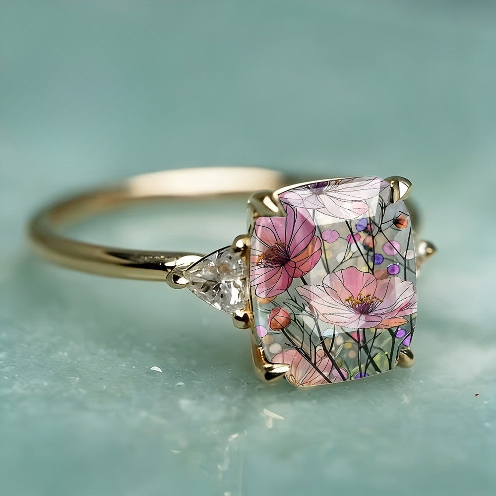 Floral Rectangular Ring