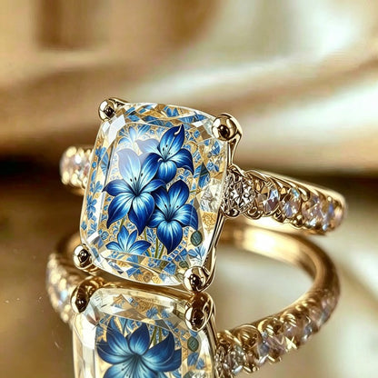 Blue Lily Floral Ring