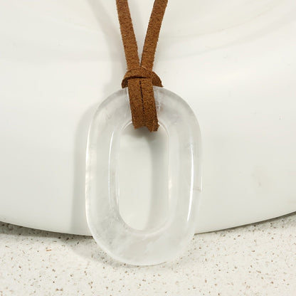 Natural Stone Oval Pendant Necklace