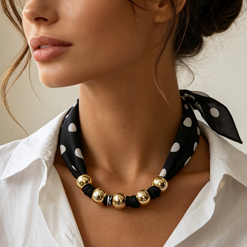 Polka Dot Scarf Bead Necklace