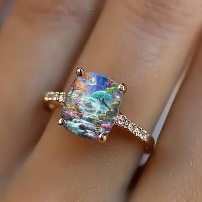 Moonlit Waterfall Square Ring