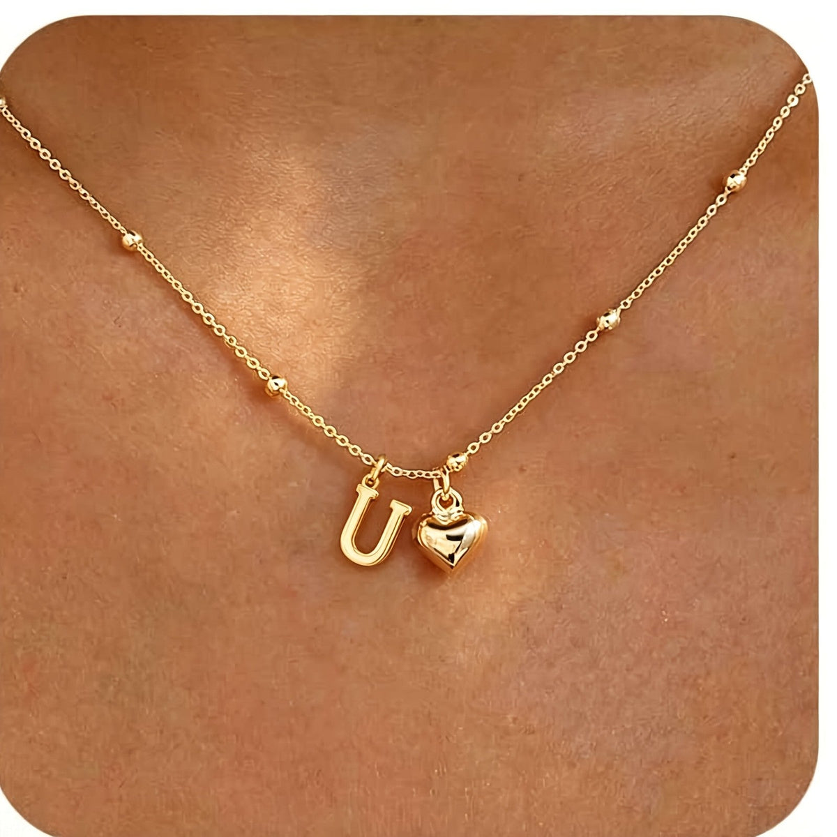 Initial Z Beaded Chain Necklace
