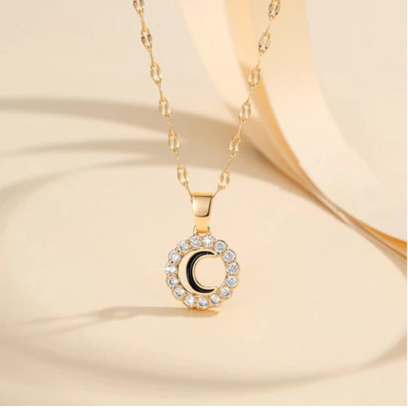 Crystal Halo Initial Pendant Necklace