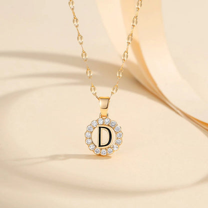 Crystal Halo Initial Pendant Necklace