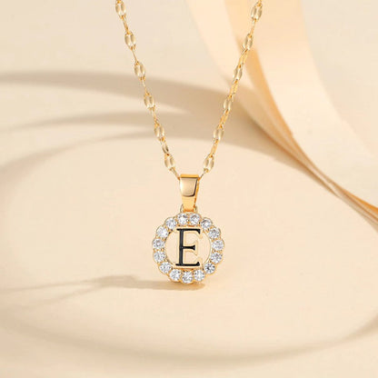 Crystal Halo Initial Pendant Necklace