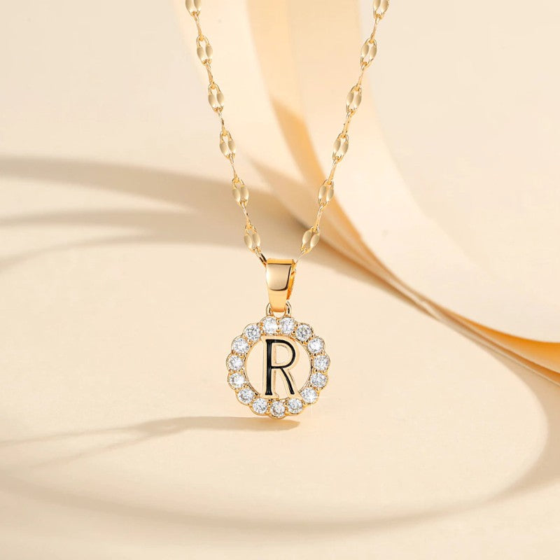 Crystal Halo Initial Pendant Necklace