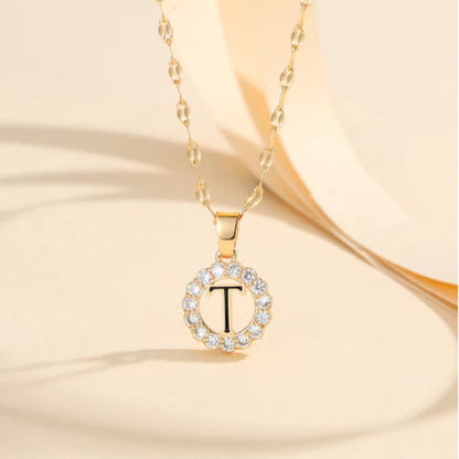 Crystal Halo Initial Pendant Necklace