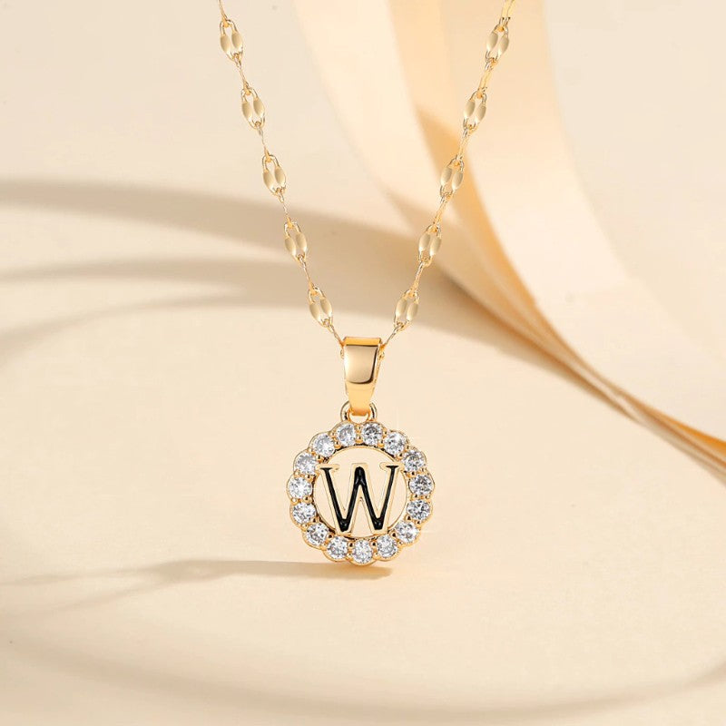 Crystal Halo Initial Pendant Necklace