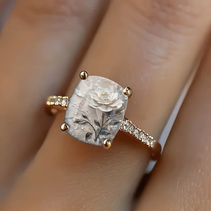Floral Carved Square Ring