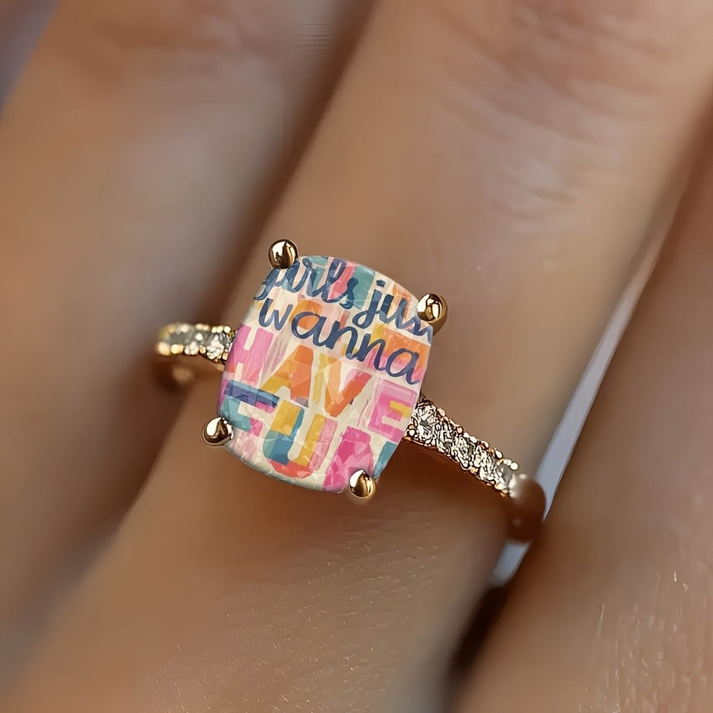 Colorful Graffiti Square Ring