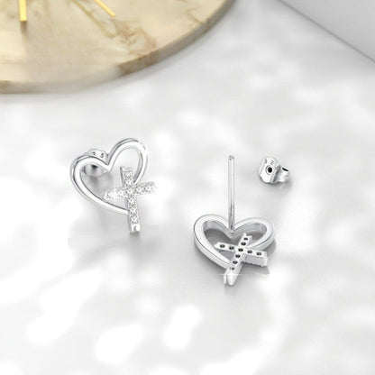 Heart Cross Stud Earrings