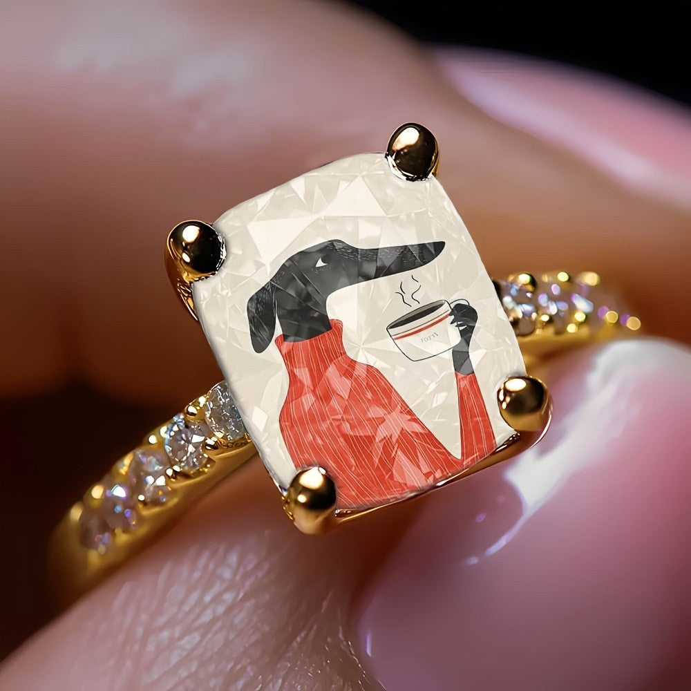 Red Sweater Dog Square Ring