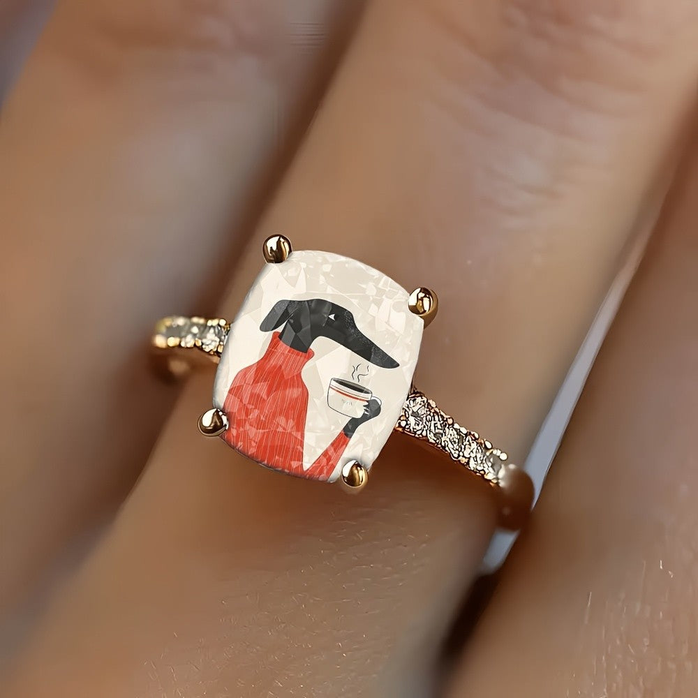 Red Sweater Dog Square Ring