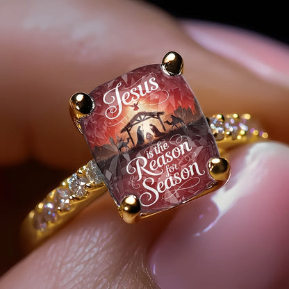 Zircon Nativity Scene Square Ring