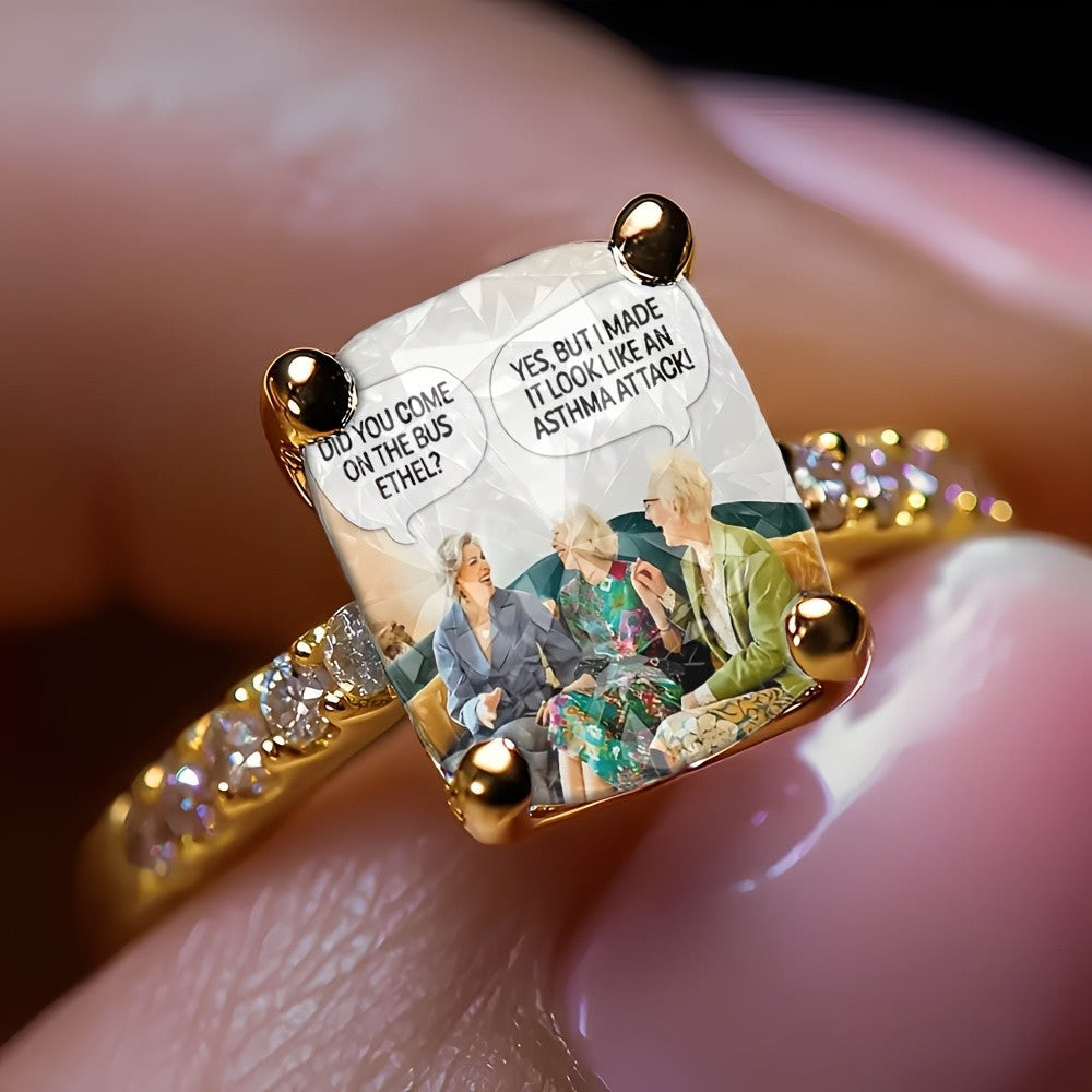 Square Chatting Women Ring