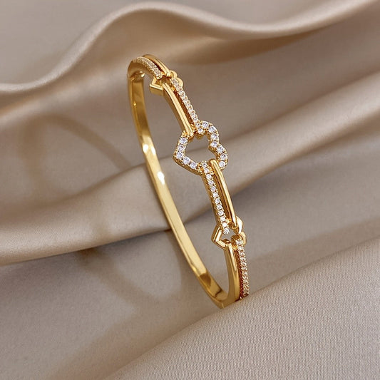 Crystal Heart Link Bracelet