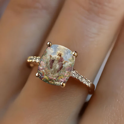 Square Religious Art Ring
