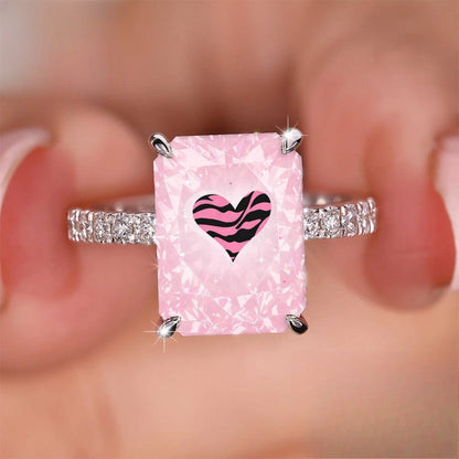 Pink Zebra Heart Ring