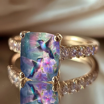 Hummingbird Square Ring