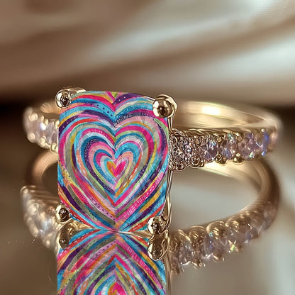 Colorful Concentric Heart Ring