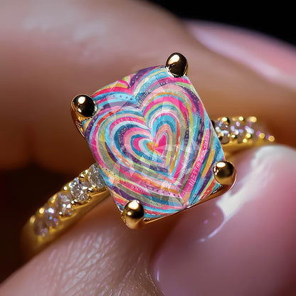 Colorful Concentric Heart Ring