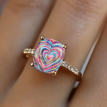 Colorful Concentric Heart Ring