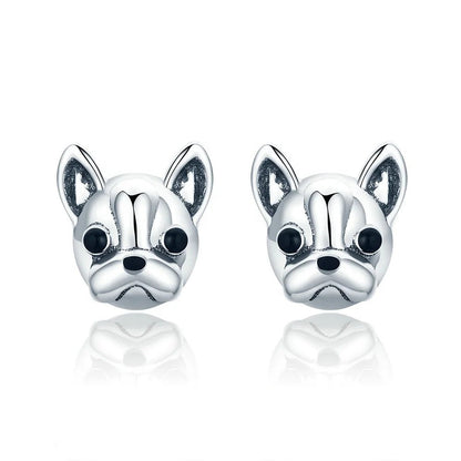 French Bulldog Face Stud Earrings