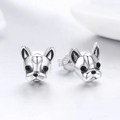 French Bulldog Face Stud Earrings