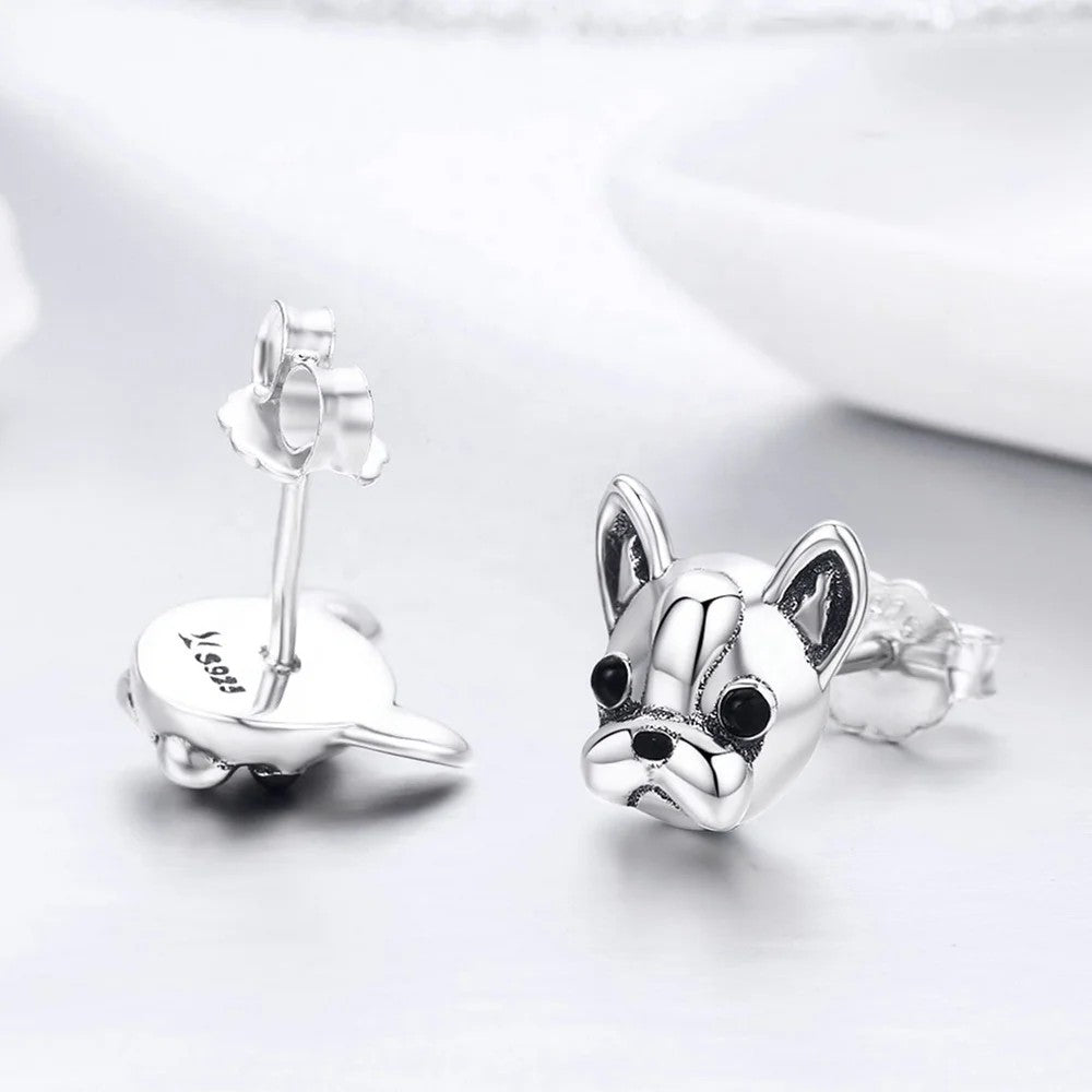 French Bulldog Face Stud Earrings