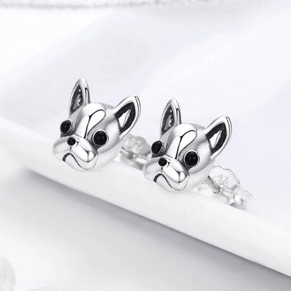 French Bulldog Face Stud Earrings
