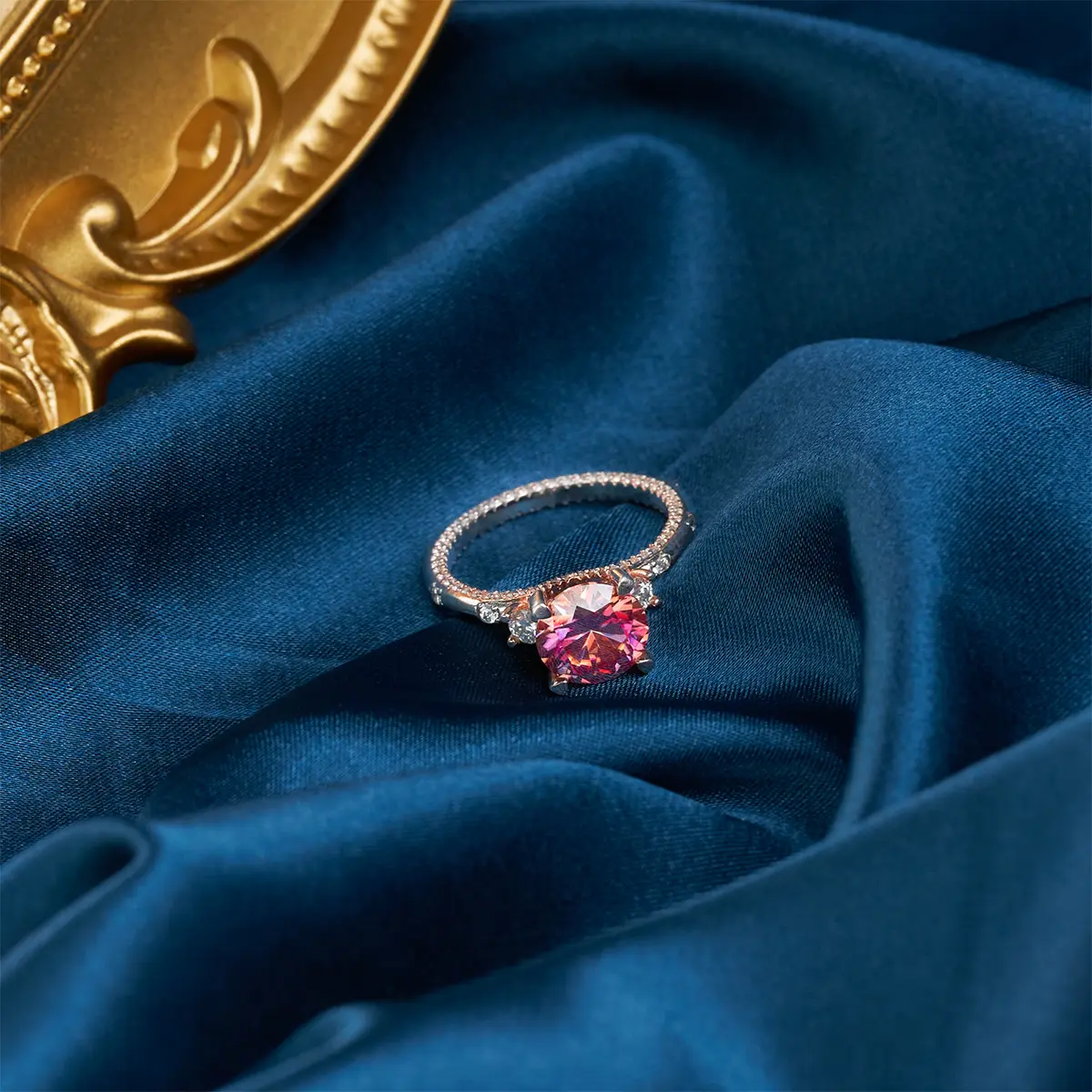 Fine Red Stone Stacked Ring