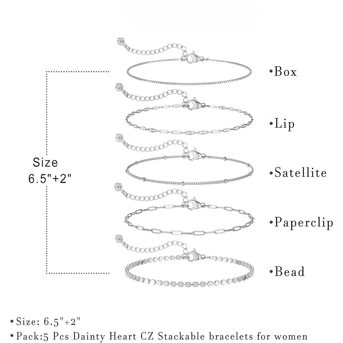 5pc Dainty Bracelet Stack
