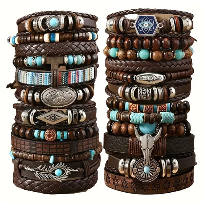 24pc Retro Turquoise Bracelet Set