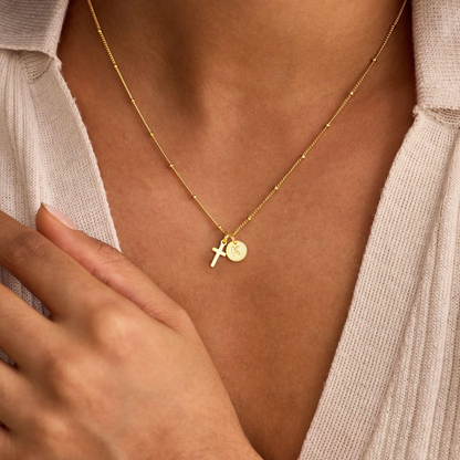 Dainty Initial Cross Necklace