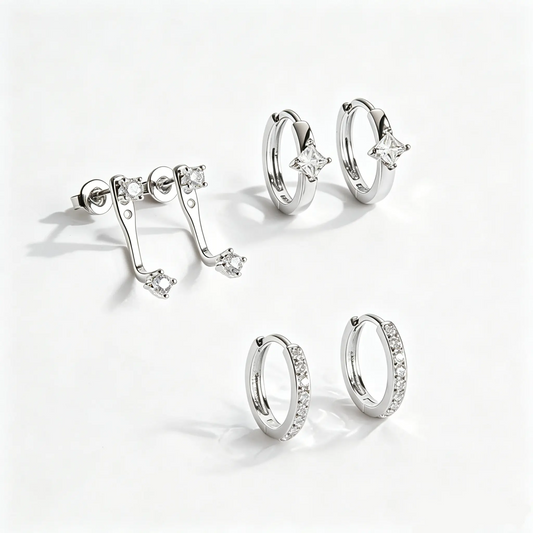 3 Pair Vertical Helix Earrings Set