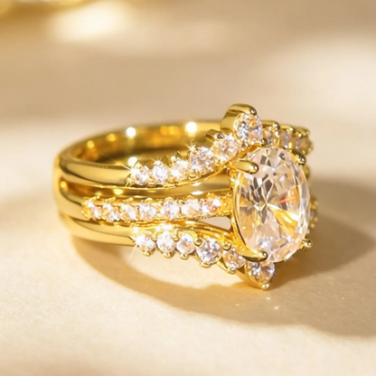 2pc Oval Gem Ring Set