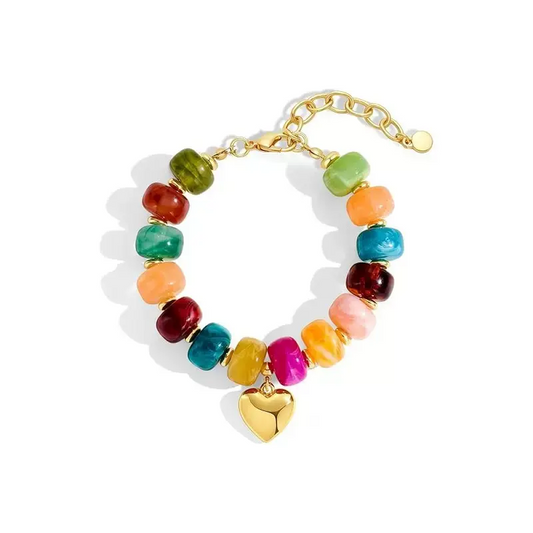 Spacer Beaded Chubby Heart Bracelet