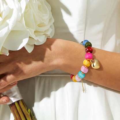 Spacer Beaded Chubby Heart Bracelet