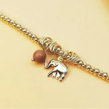 Elephant Sunstone Pendant Bracelet