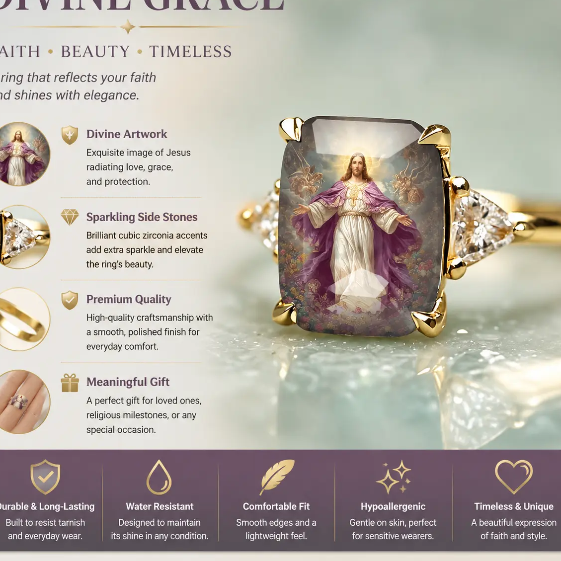 Jesus Oil Art Statement Ring