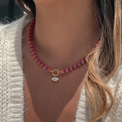Natural Stone Zircon Pendant Necklace