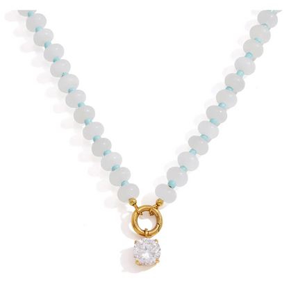 Natural Stone Zircon Pendant Necklace