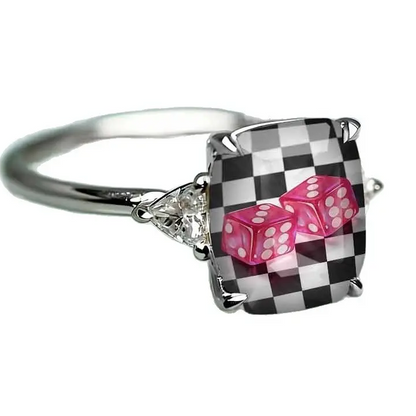 Dice Checkerboard Statement Ring