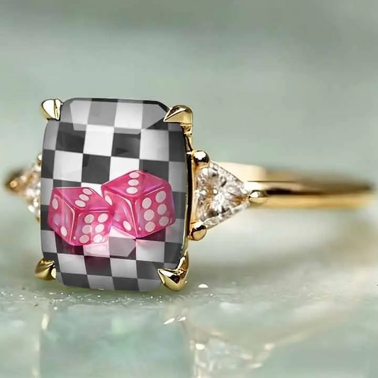 Dice Checkerboard Statement Ring